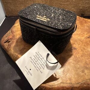 KATE SPADE Jasmine Laurel Way Black Glitter Jewelry Box Travel Case